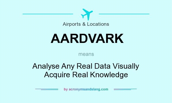 What does AARDVARK mean? It stands for Analyse Any Real Data Visually Acquire Real Knowledge