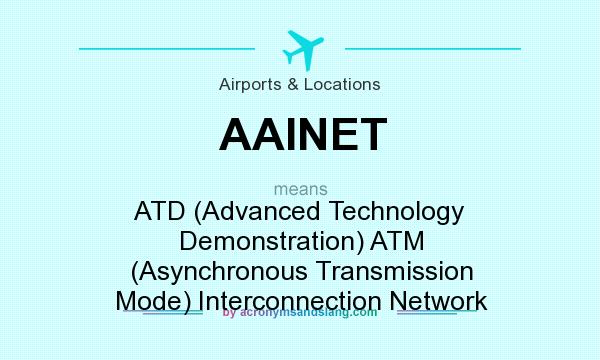 What does AAINET mean? It stands for ATD (Advanced Technology Demonstration) ATM (Asynchronous Transmission Mode) Interconnection Network