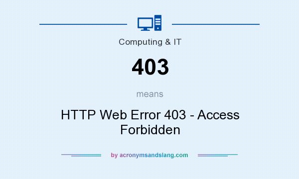 What does 403 mean? It stands for HTTP Web Error 403 - Access Forbidden