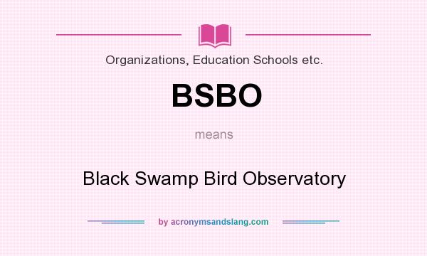 What does BSBO mean? It stands for Black Swamp Bird Observatory
