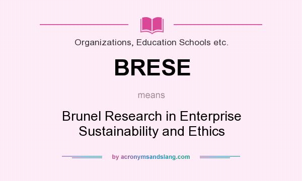 What does BRESE mean? It stands for Brunel Research in Enterprise Sustainability and Ethics