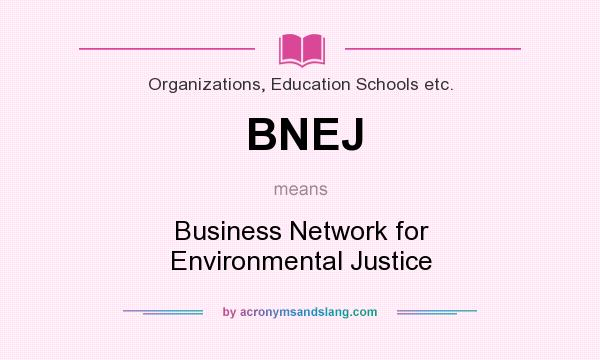What does BNEJ mean? It stands for Business Network for Environmental Justice