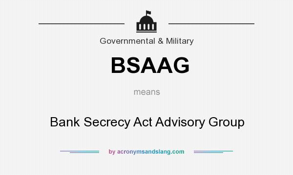 What does BSAAG mean? It stands for Bank Secrecy Act Advisory Group