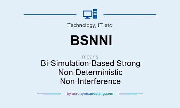 What does BSNNI mean? It stands for Bi-Simulation-Based Strong Non-Deterministic Non-Interference
