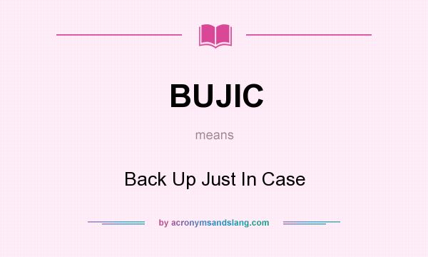What does BUJIC mean? It stands for Back Up Just In Case