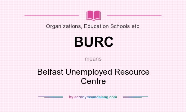 What does BURC mean? It stands for Belfast Unemployed Resource Centre