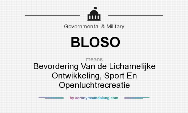 What does BLOSO mean? It stands for Bevordering Van de Lichamelijke Ontwikkeling, Sport En Openluchtrecreatie