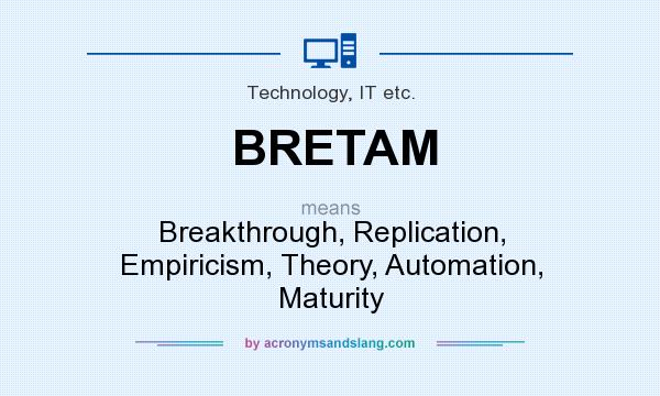 What does BRETAM mean? It stands for Breakthrough, Replication, Empiricism, Theory, Automation, Maturity