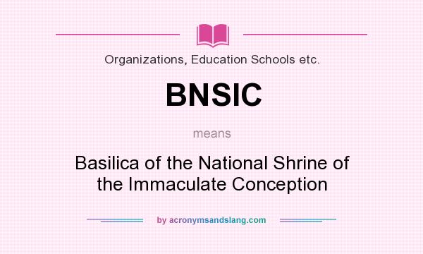 What does BNSIC mean? It stands for Basilica of the National Shrine of the Immaculate Conception