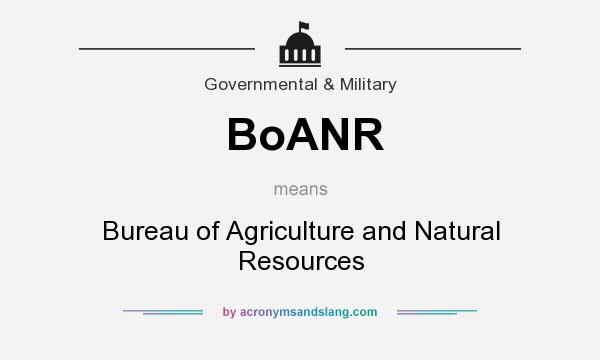 What does BoANR mean? It stands for Bureau of Agriculture and Natural Resources