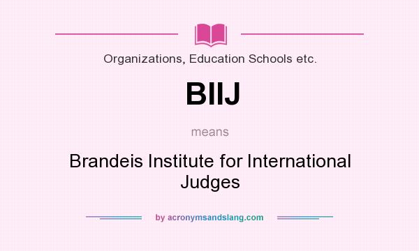 What does BIIJ mean? It stands for Brandeis Institute for International Judges