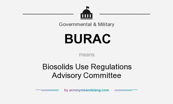 What does BURAC mean? It stands for Biosolids Use Regulations Advisory Committee