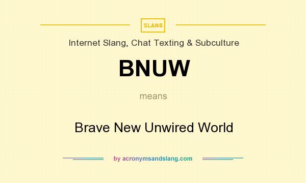 What does BNUW mean? It stands for Brave New Unwired World