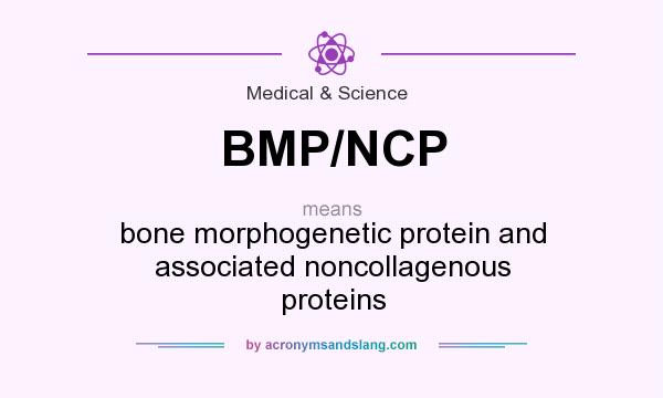 What does BMP/NCP mean? It stands for bone morphogenetic protein and associated noncollagenous proteins