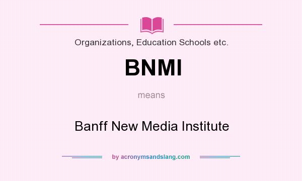 What does BNMI mean? It stands for Banff New Media Institute