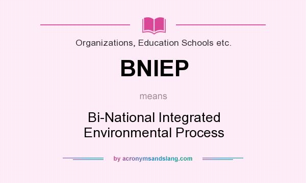 What does BNIEP mean? It stands for Bi-National Integrated Environmental Process