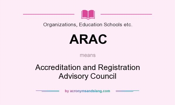 What does ARAC mean? It stands for Accreditation and Registration Advisory Council
