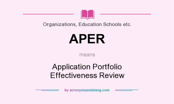 What does APER mean? It stands for Application Portfolio Effectiveness Review