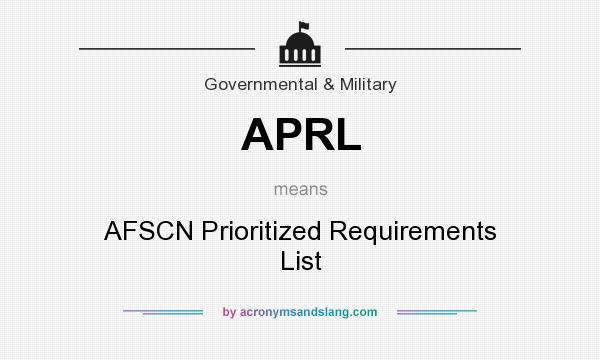 What does APRL mean? It stands for AFSCN Prioritized Requirements List