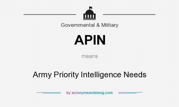 What does APIN mean? It stands for Army Priority Intelligence Needs