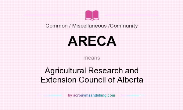 What does ARECA mean? It stands for Agricultural Research and Extension Council of Alberta