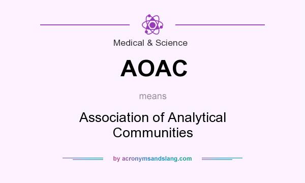 What does AOAC mean? It stands for Association of Analytical Communities