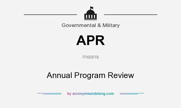 What does APR mean? It stands for Annual Program Review