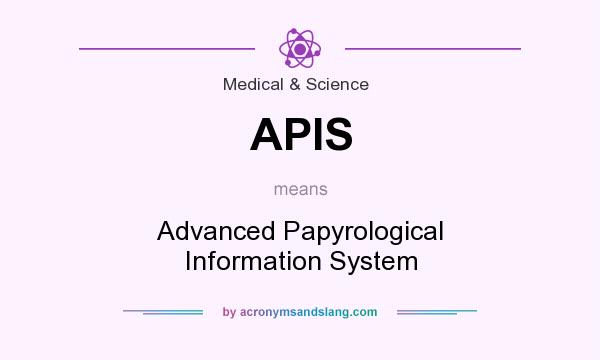 What does APIS mean? It stands for Advanced Papyrological Information System