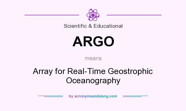 What does ARGO mean? It stands for Array for Real-Time Geostrophic Oceanography