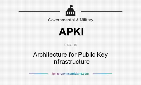 What does APKI mean? It stands for Architecture for Public Key Infrastructure