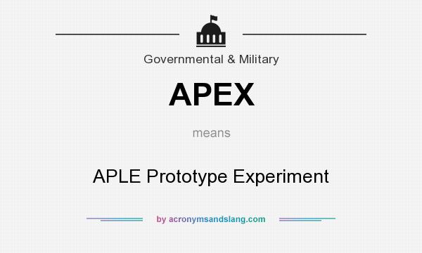 What does APEX mean? It stands for APLE Prototype Experiment