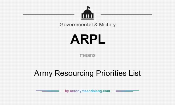 What does ARPL mean? It stands for Army Resourcing Priorities List