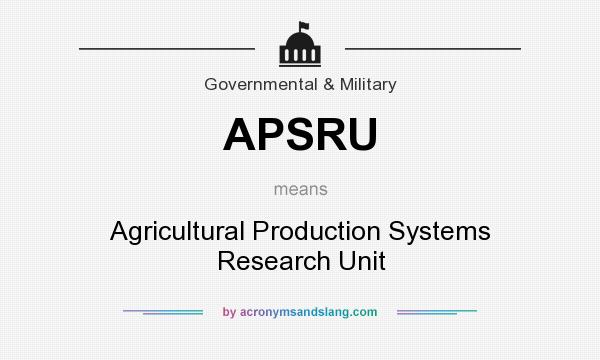 What does APSRU mean? It stands for Agricultural Production Systems Research Unit