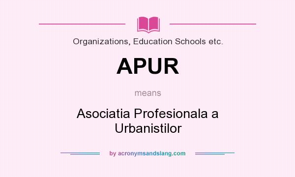 What does APUR mean? It stands for Asociatia Profesionala a Urbanistilor