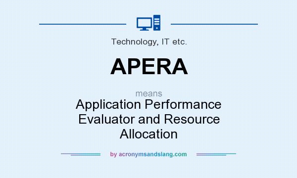 What does APERA mean? It stands for Application Performance Evaluator and Resource Allocation