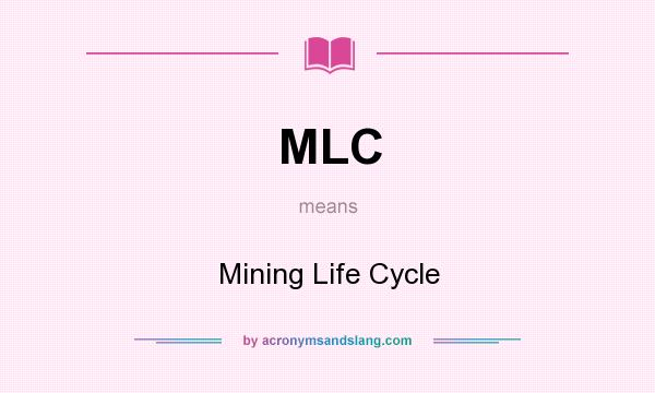 What does MLC mean? It stands for Mining Life Cycle