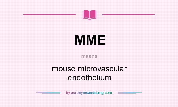 What does MME mean? It stands for mouse microvascular endothelium