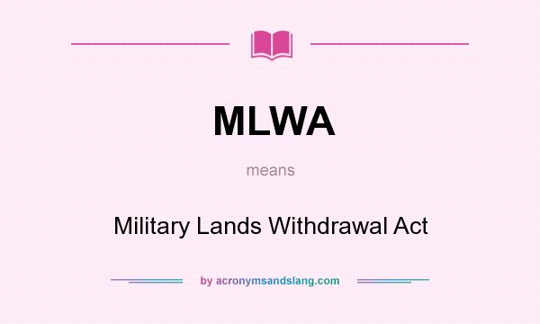 What does MLWA mean? It stands for Military Lands Withdrawal Act