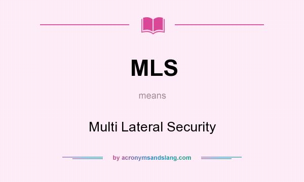What does MLS mean? It stands for Multi Lateral Security