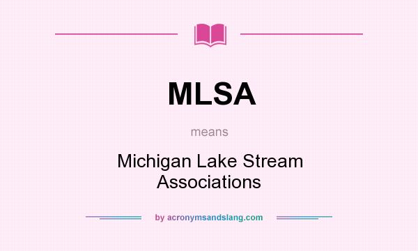 What does MLSA mean? It stands for Michigan Lake Stream Associations