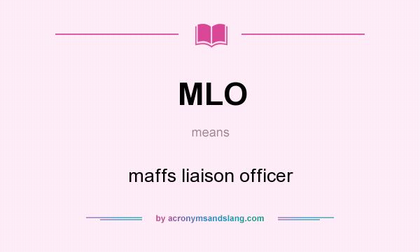 What does MLO mean? It stands for maffs liaison officer