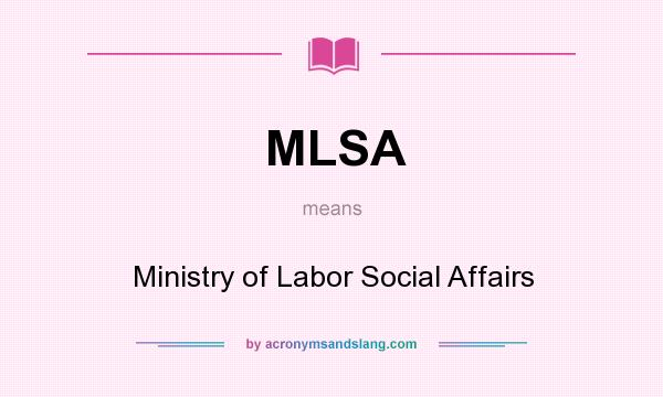 What does MLSA mean? It stands for Ministry of Labor Social Affairs