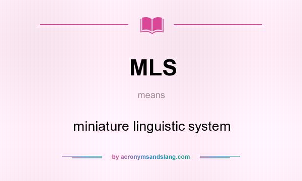 What does MLS mean? It stands for miniature linguistic system
