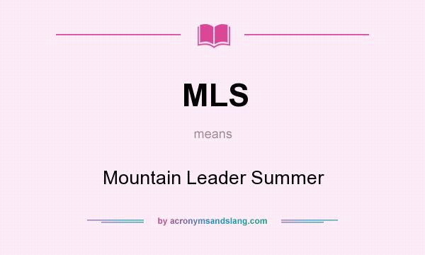 What does MLS mean? It stands for Mountain Leader Summer