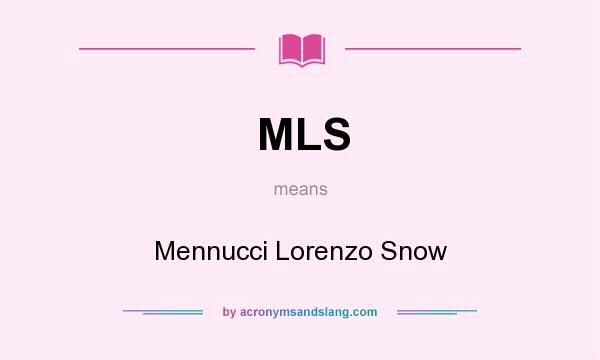 What does MLS mean? It stands for Mennucci Lorenzo Snow