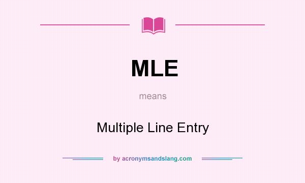 What does MLE mean? It stands for Multiple Line Entry