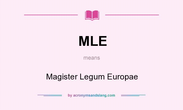 What does MLE mean? It stands for Magister Legum Europae