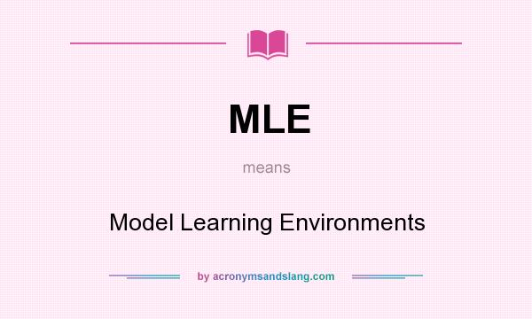 What does MLE mean? It stands for Model Learning Environments
