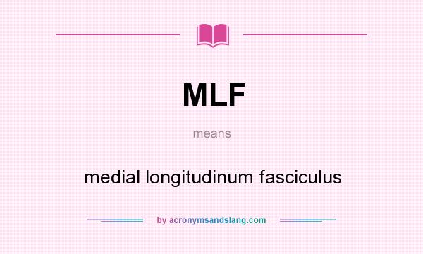 What does MLF mean? It stands for medial longitudinum fasciculus