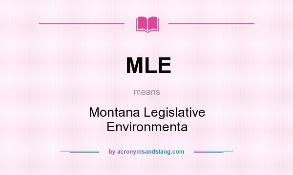 What does MLE mean? It stands for Montana Legislative Environmenta